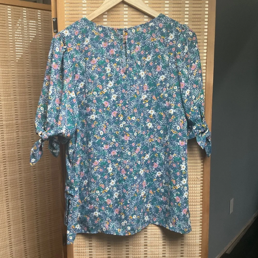 Banana Republic Floral PUFF TIE-SLEEVE BLOUSE NWT